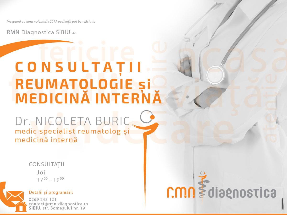 Dr Nicoleta Buric - medic specialist reumatolog și medicină internă rmn diagnostica clinica imagstica medicala