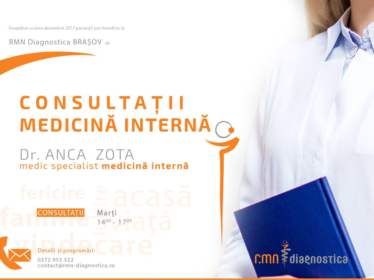 doctor ANCA ZOTA, medic specialist medicină internă rmn diagnostica brasov