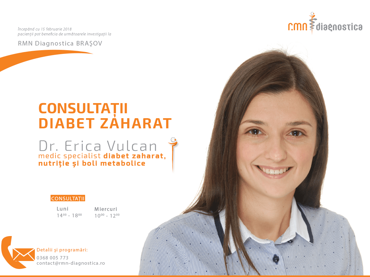 doctor Erica Vulcan medic specialist diabet zaharat, nutriție și boli metabolice rmn diagnostica brasov