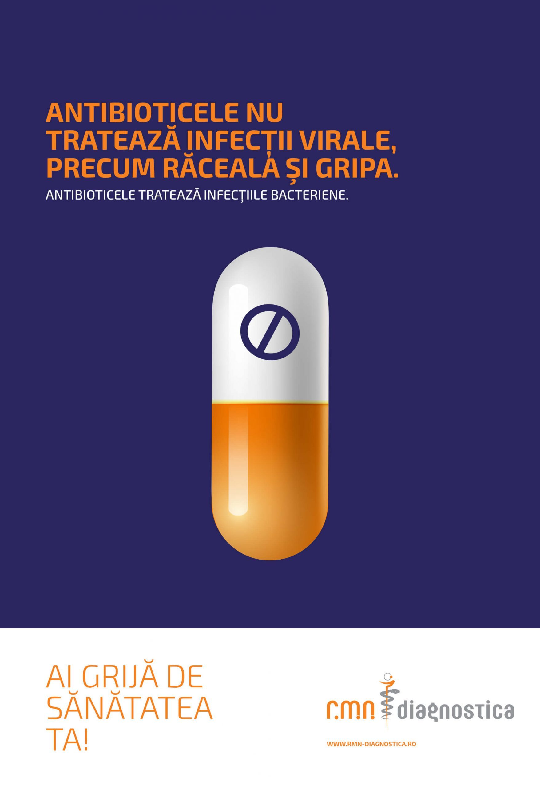Antibioticele nu tratează infecțiile virale, cum ar fi răceala sau gripa!