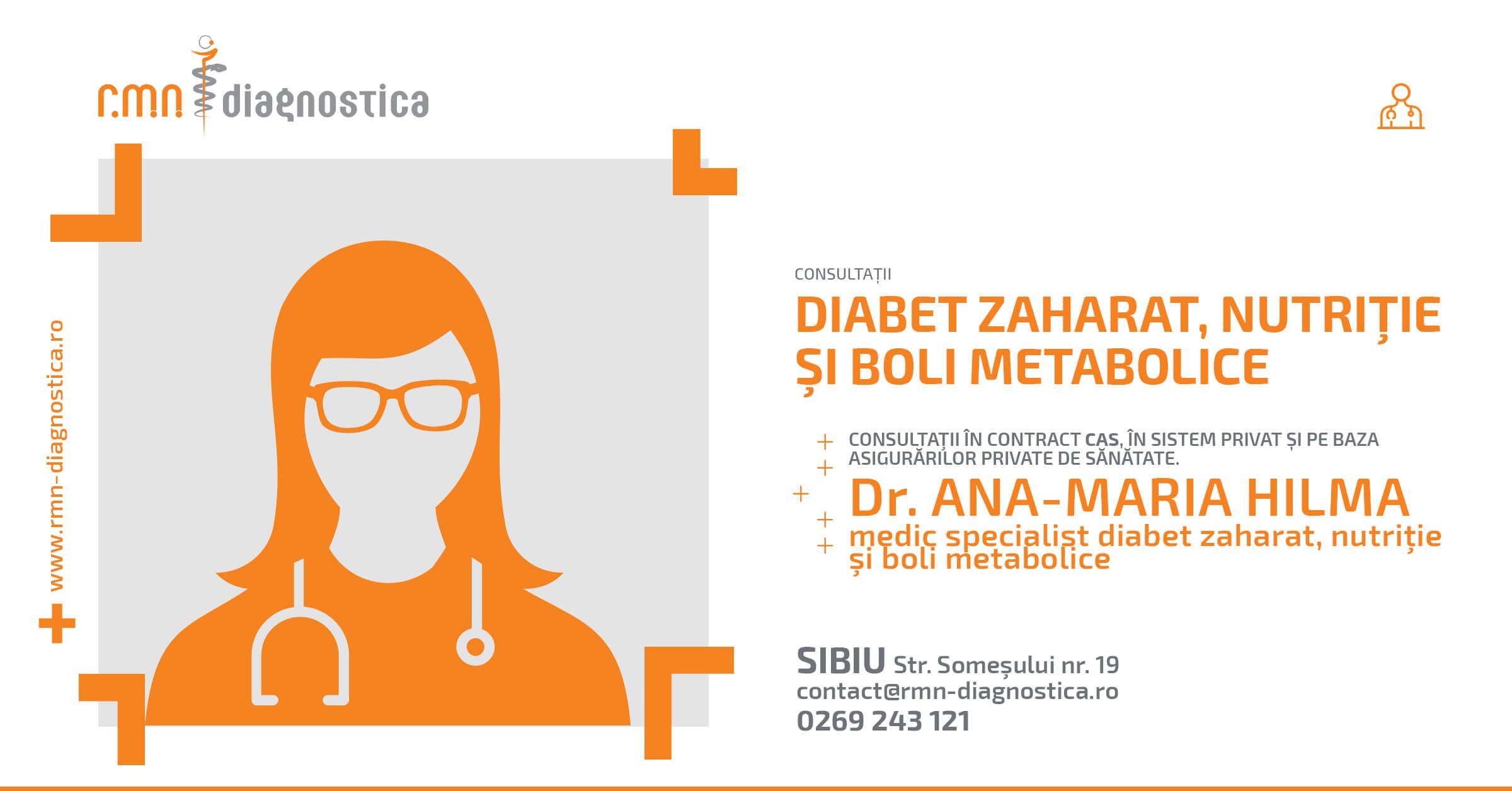 Dr. Ana-Maria Hilma, medic specialist diabet zaharat, nutriție și boli metabolice