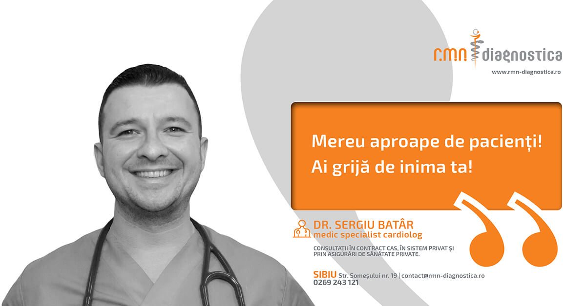 Dr. Sergiu Batâr, medic specialist cardiologie în cadrul clinicii RMN Diagnostica Sibiu.