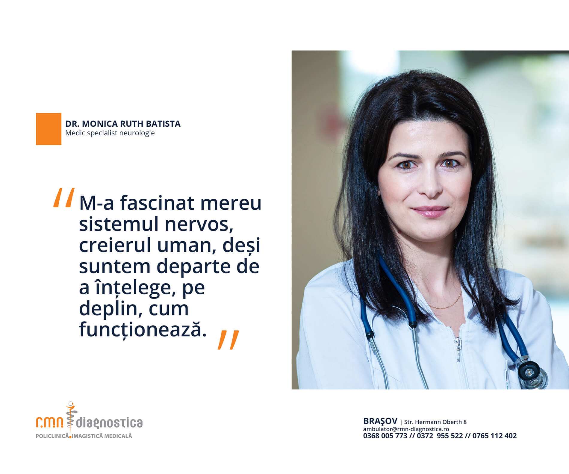 Interviu dr. Monica Batista, medic specialist neurologie RMN Diagnostica Brasov